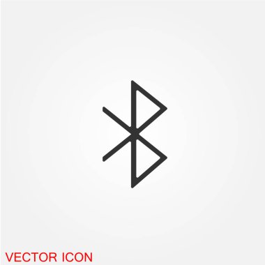 Bluetooth düz simgesi beyaz arka plan, vektör, illüstrasyon izole