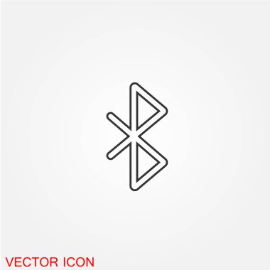 Bluetooth düz simgesi beyaz arka plan, vektör, illüstrasyon izole