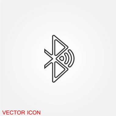 Bluetooth düz simgesi beyaz arka plan, vektör, illüstrasyon izole