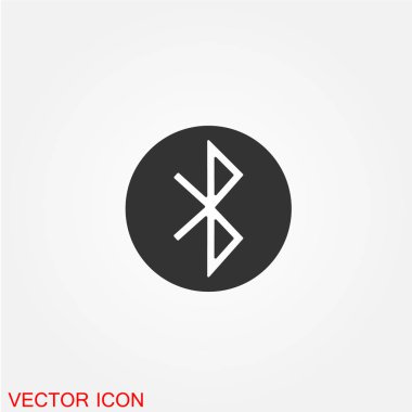 Bluetooth düz simgesi beyaz arka plan, vektör, illüstrasyon izole