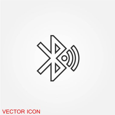 Bluetooth düz simgesi beyaz arka plan, vektör, illüstrasyon izole