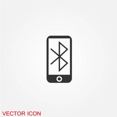 akıllı telefon simgesi ekranda beyaz arka plan, vektör, illüstrasyon izole işareti bluetooth ile