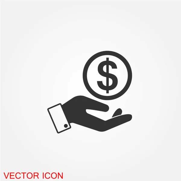 Dinero Mano Icono Plano Vector Ilustración — Vector de stock