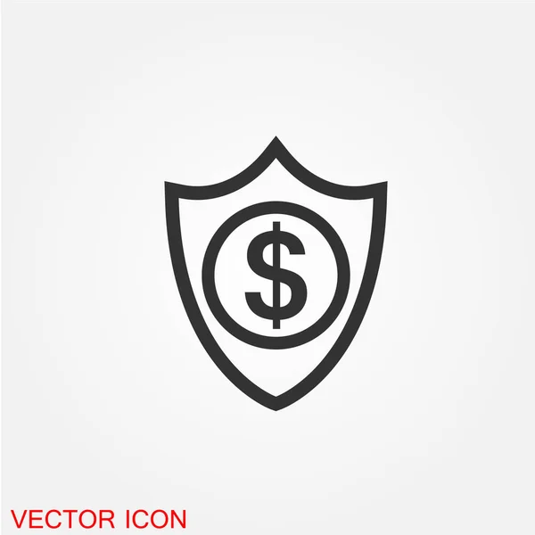 Escudo Icono Plano Con Signo Dólar Vector Ilustración — Vector de stock