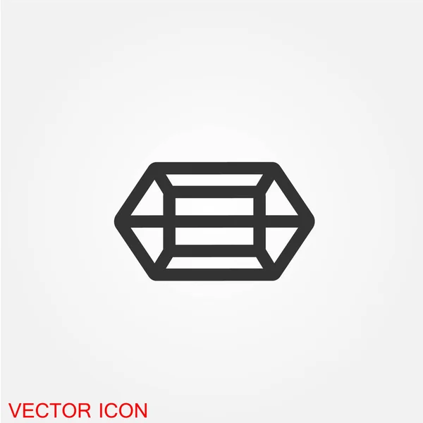 Diamond Gem Flat Icon Isolated White Background Vector Illustration — Stock Vector