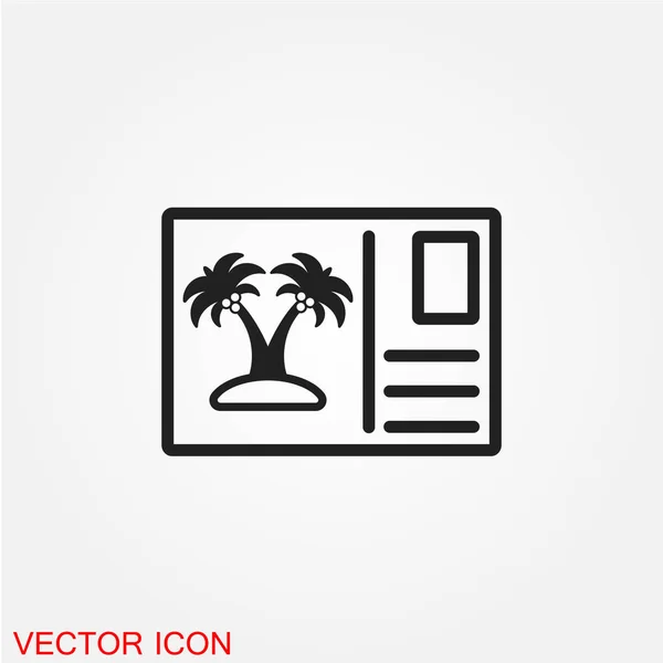 Carte Postale Icône Plate Isolée Sur Fond Blanc Vecteur Illustration — Image vectorielle