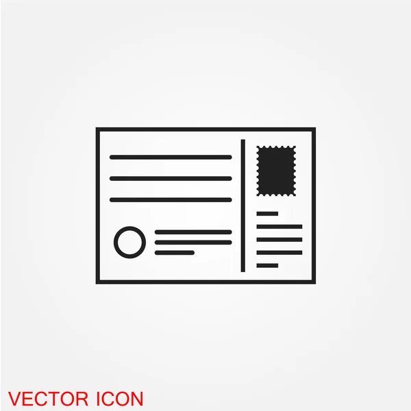 Carte Postale Icône Plate Isolée Sur Fond Blanc Vecteur Illustration — Image vectorielle