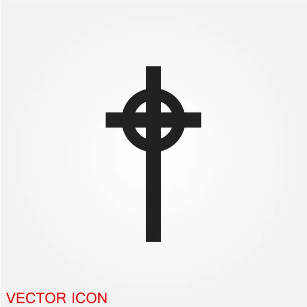 Могильный Крест Плоский Значок Изолирован Белом Фоне Вектор Иллюстрация — стоковый вектор