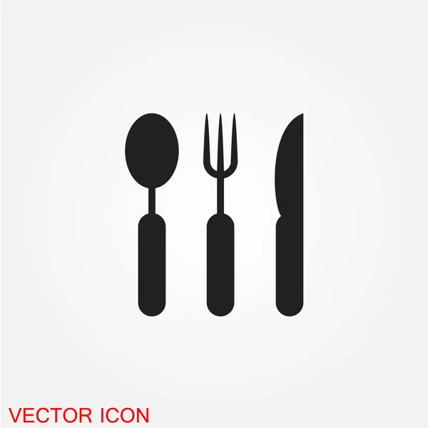 Spoon Fork Knife Flat Icon Isolated White Background Vector Illustration — Stock Vector