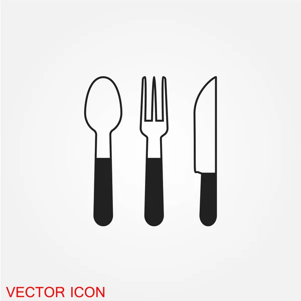 Cuillère Avec Fourchette Couteau Icône Plate Isolée Sur Fond Blanc — Image vectorielle