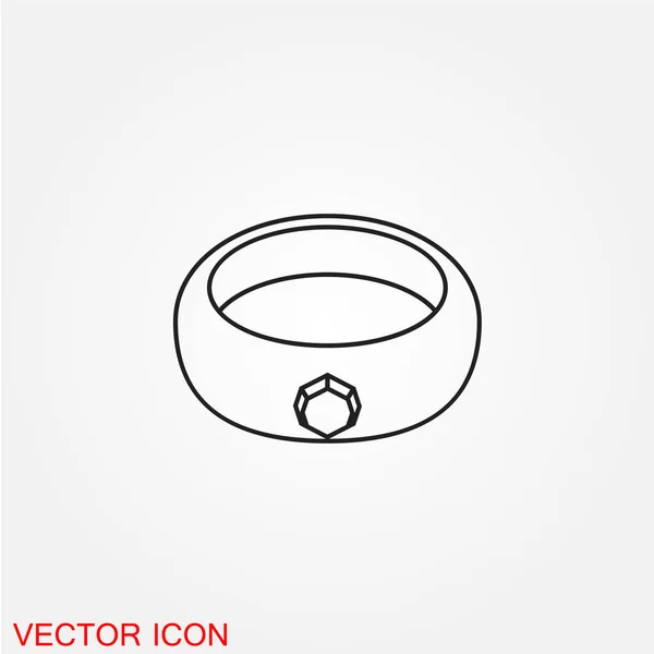 Diamant Förlovningsring Flat Ikonen Isolerad Vit Bakgrund Vektor Illustration — Stock vektor