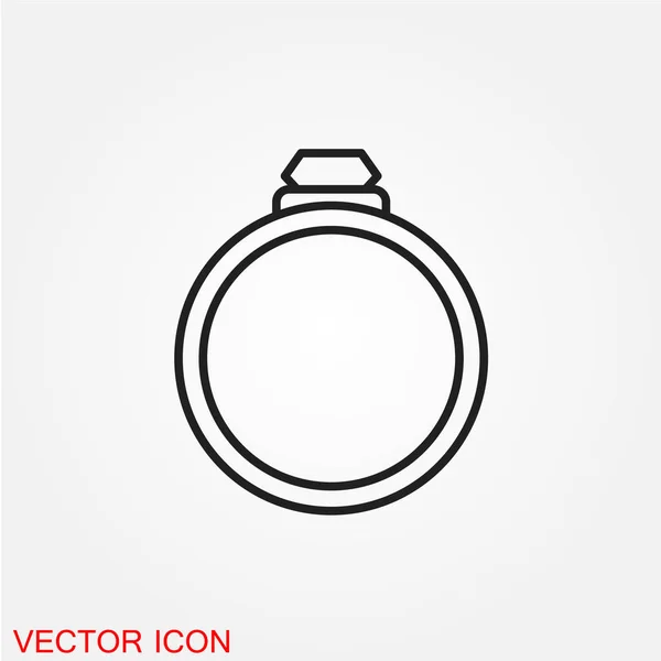 Bague Fiançailles Diamant Icône Plate Isolée Sur Fond Blanc Vecteur — Image vectorielle