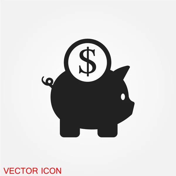 Piggy Banco Plana Ícone Isolado Fundo Branco Vetor Ilustração — Vetor de Stock