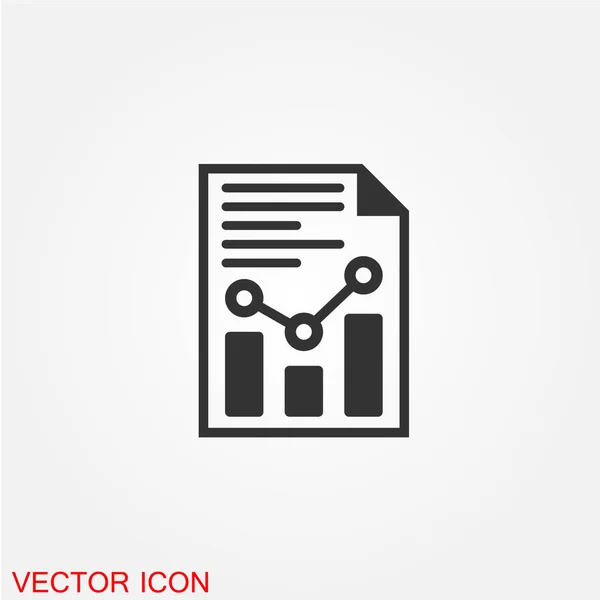 Documento Con Gráfico Barras Icono Plano Aislado Sobre Fondo Blanco — Vector de stock