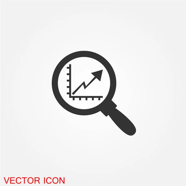 Lupe Mit Diagramm Flaches Symbol Isoliert Auf Weißem Hintergrund Vektor — Stockvektor