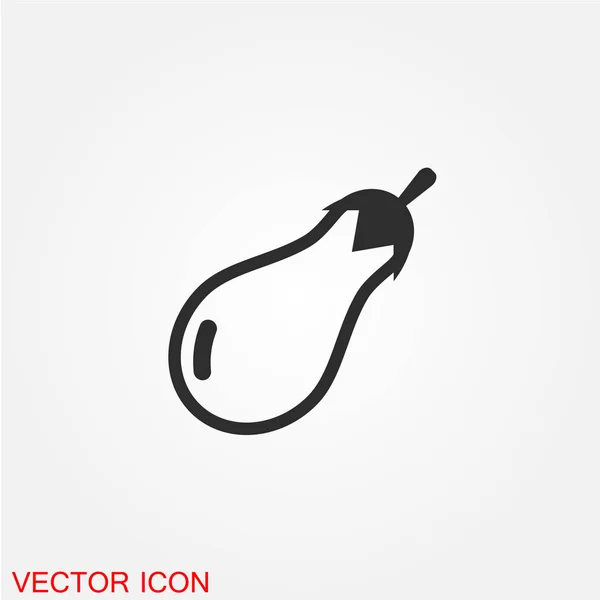 Eggplant Flat Icon Isolated White Background Vector Illustration — Stock Vector