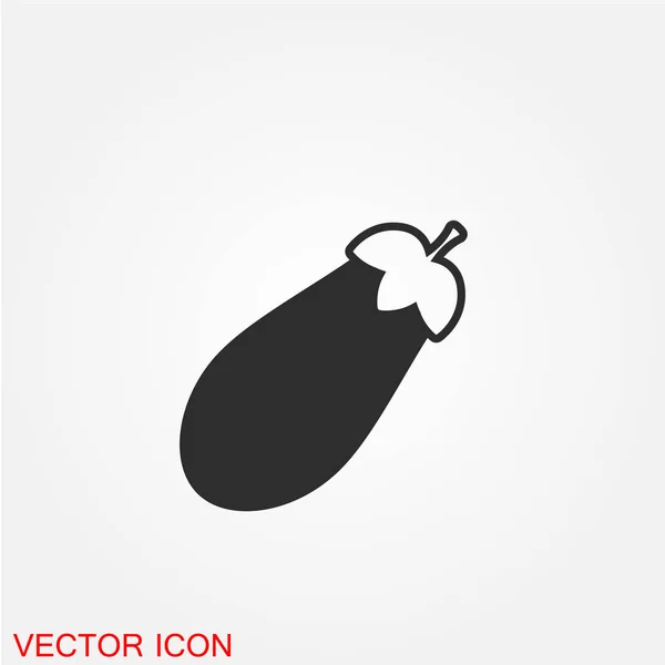 Eggplant Flat Icon Isolated White Background Vector Illustration — Stock Vector