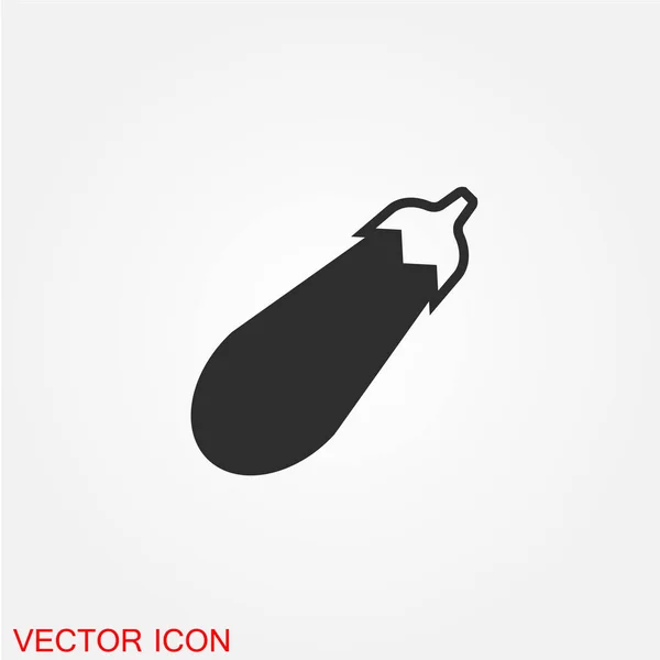 Icono Plano Berenjena Aislado Sobre Fondo Blanco Vector Ilustración — Vector de stock