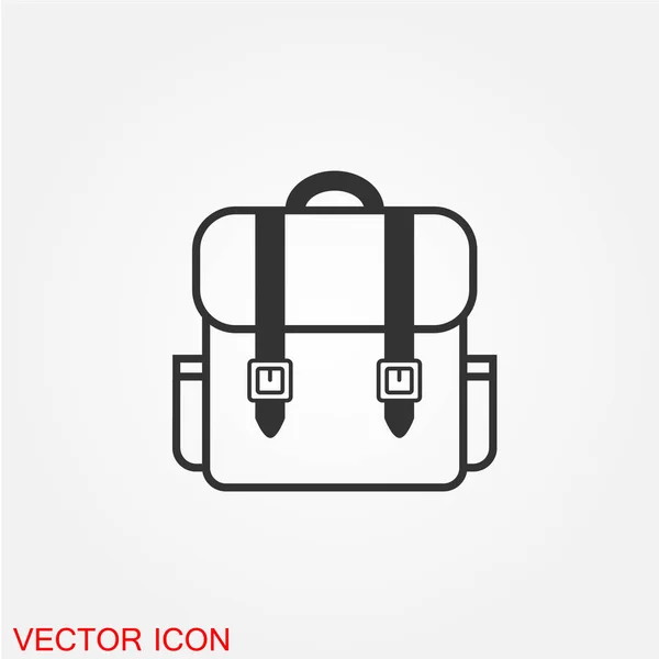 Ícone Plano Mochila Isolado Fundo Branco Vetor Ilustração — Vetor de Stock