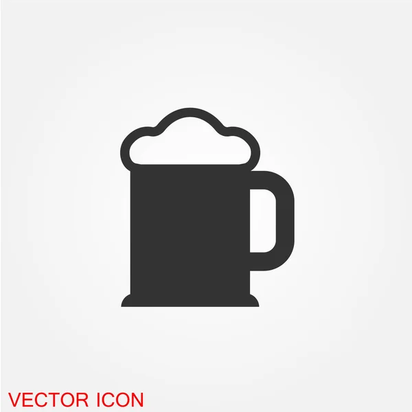 Tasse Bière Icône Plate Isolée Sur Fond Blanc Vecteur Illustration — Image vectorielle