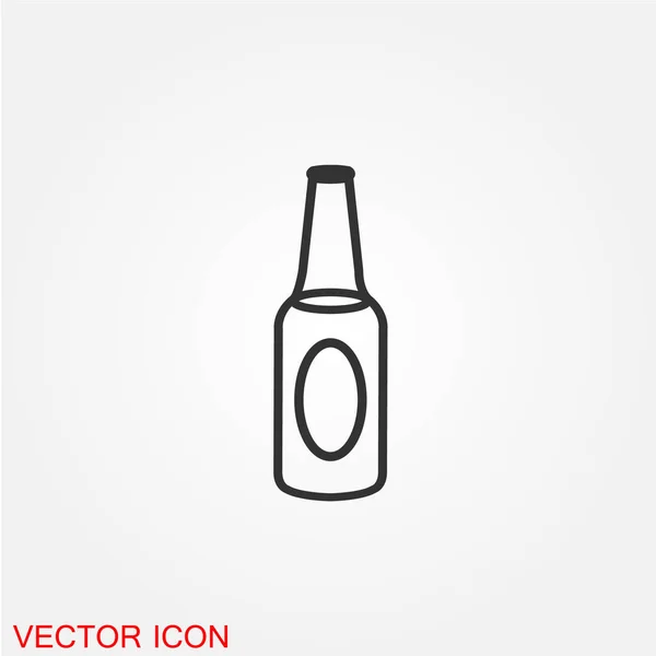 Bier Fles Platte Pictogram Geïsoleerd Een Witte Achtergrond Vector Illustratie — Stockvector