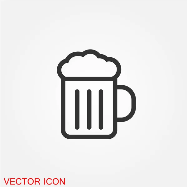 Tasse Bière Icône Plate Isolée Sur Fond Blanc Vecteur Illustration — Image vectorielle