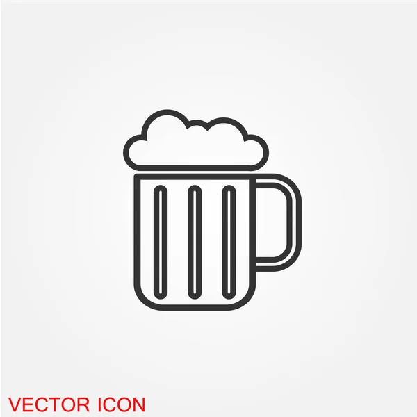 Taza Cerveza Icono Plano Aislado Sobre Fondo Blanco Vector Ilustración — Vector de stock