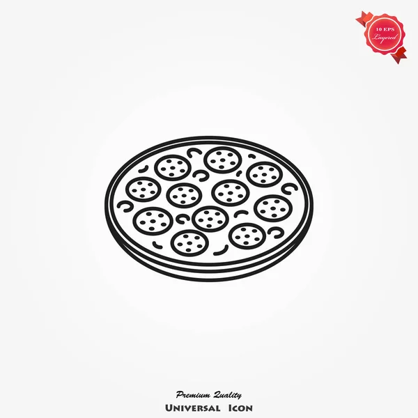 Pizza simge vektör düz tarzı, gıda siluet