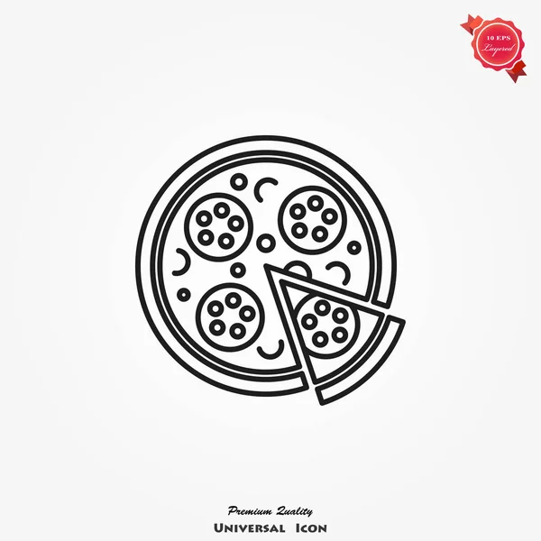 Pizza simge vektör düz tarzı, gıda siluet