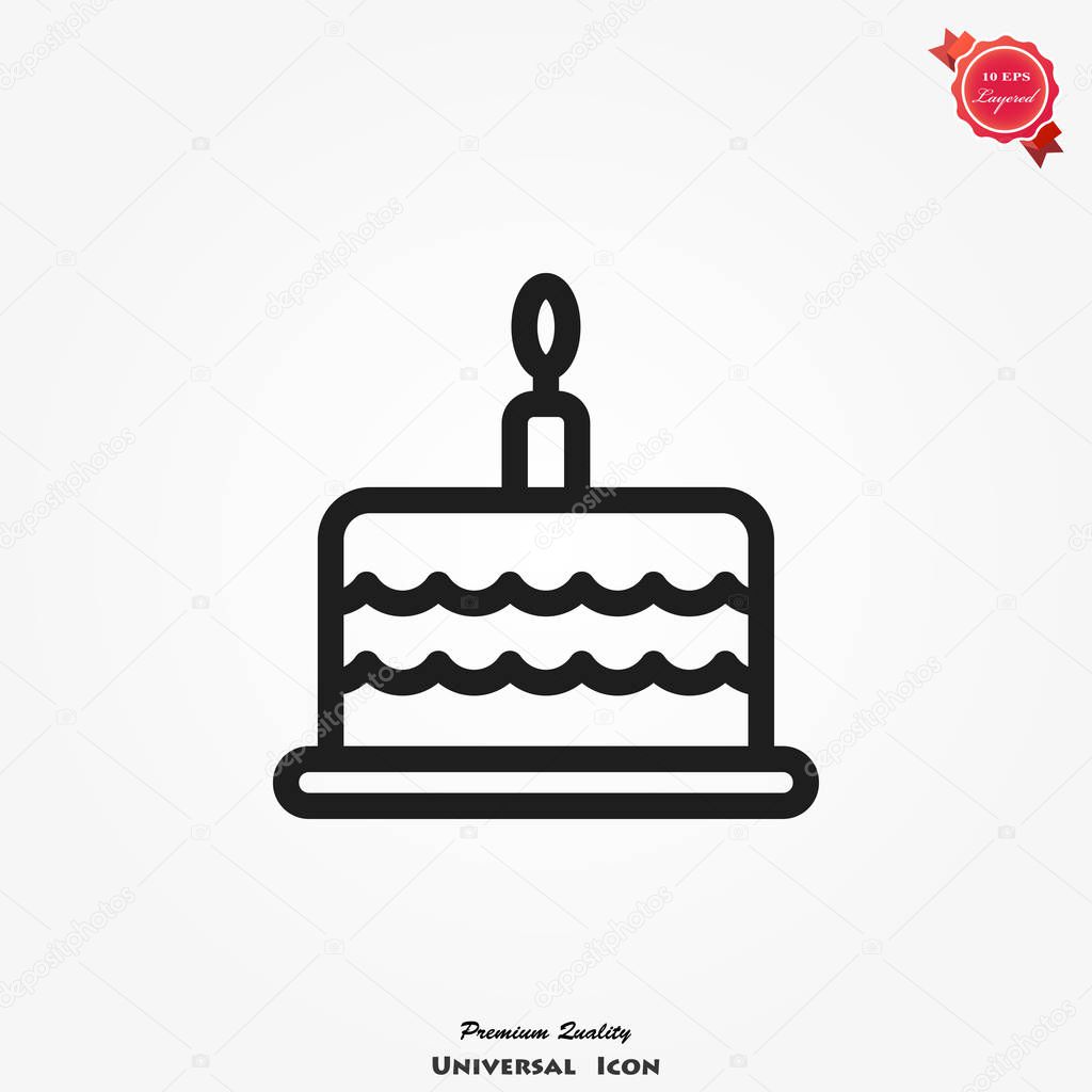 Cake icon vector illustration. Happy birthday symbol, cake for birthday celebration