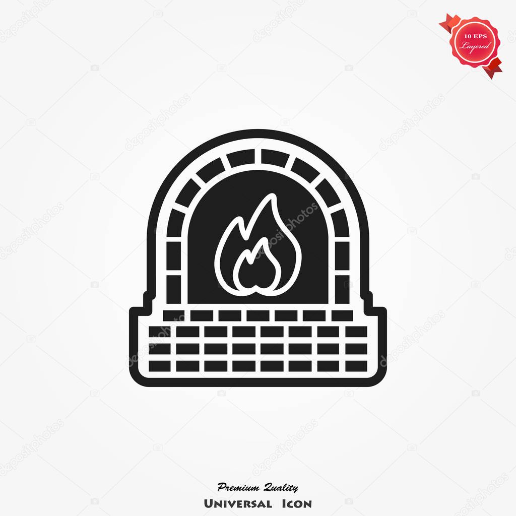 Oven, fireplace icon vector, food sign, illustration on background