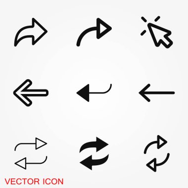 Ok simgesi. Web sitesi ve uygulama vektör çizim için oku