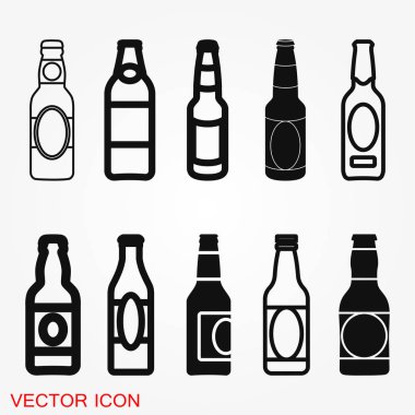 Bira şişe simge vektör çizim web ve apps-beyaz arka plan üzerinde.