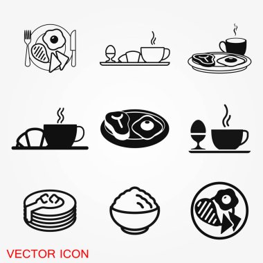 Kahvaltı Icons set. Bir arka plan üzerinde oturum