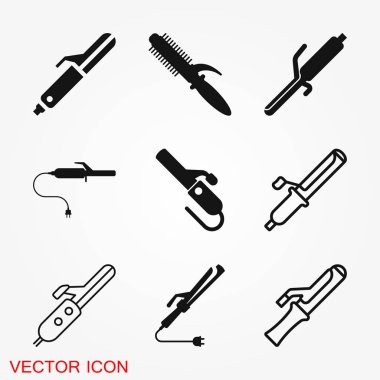 Kıvırıcı vektör simgesi. Güzellik unsurları, makyaj, kozmetik düz stil Icons