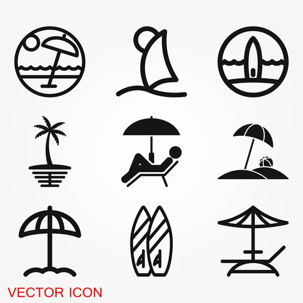 Strand Symbol Sommer Zeichen Vektor Symbol Für Urlaub Und Tourismus — Stockvektor