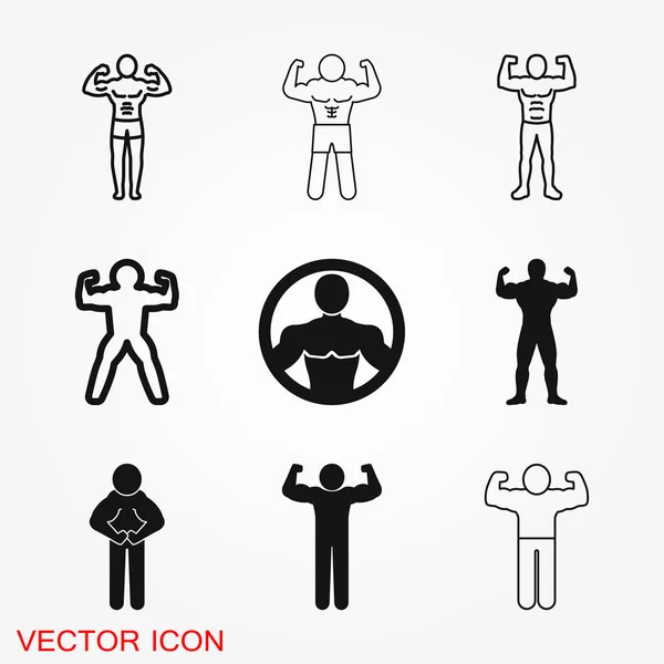 Bodybuilder Icon Muscle Sign Vector Illustration Web Design Banner Print — Stock Vector