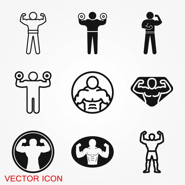 Знак Культуриста Мышечный Знак Векторная Иллюстрация Баннера Веб Дизайна Печатного — стоковый вектор