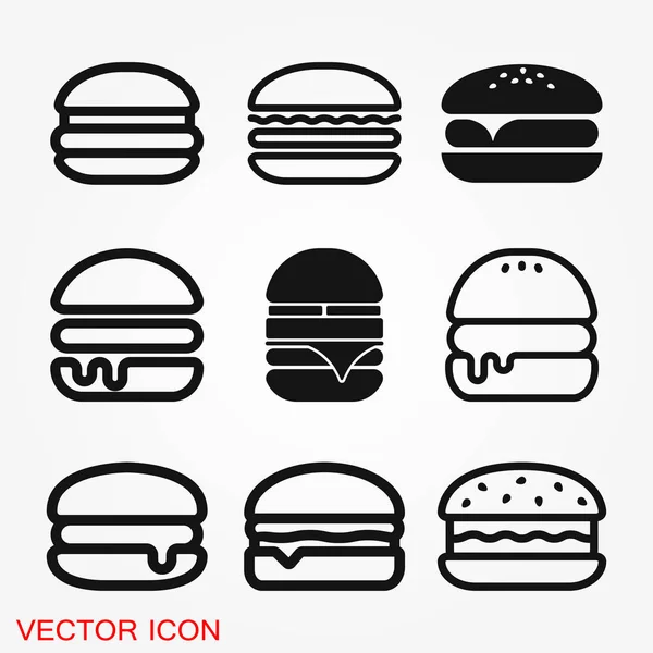 Burger Icon Vector Fast Food Set Website Mobile — Stock Vector