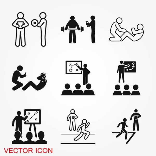 Піктограма тренера, концепція тренування банерів, векторний логотип — стоковий вектор