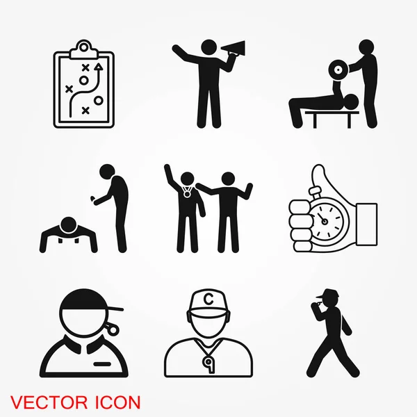 Icône d'entraîneur, concept d'entraînement de bannière, logo vectoriel — Image vectorielle