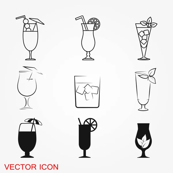 Icono de cóctel vector, pictograma aislado en el fondo. Símbolo, ilustración del logotipo . — Vector de stock