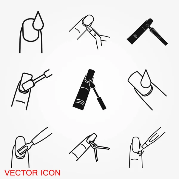 Icono de cuidado de uñas. Equipos de pedicura y manicura. ilustraciones vectoriales — Vector de stock