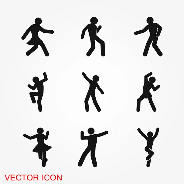 Icône vectorielle dansante. Illustration sur fond, les gens dansent — Image vectorielle