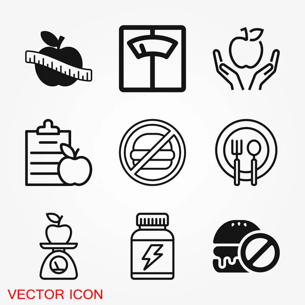 Icono del vector dietético, etiquetas dietéticas de alimentos aislados en el fondo — Vector de stock