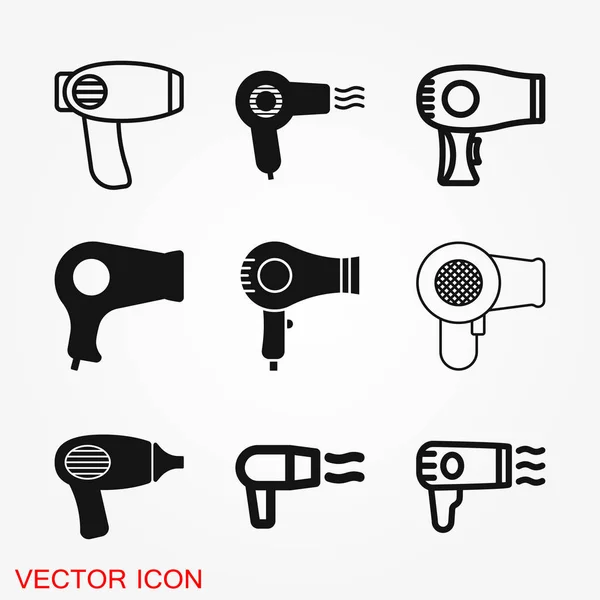 Secador de pelo icono de vector. Símbolo de secado del cabello, símbolo moderno del sitio web UI — Vector de stock