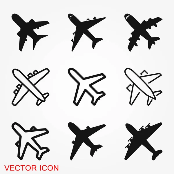 Ícone de plano sobre fundo branco, vetor de avião Ilustração —  Vetores de Stock
