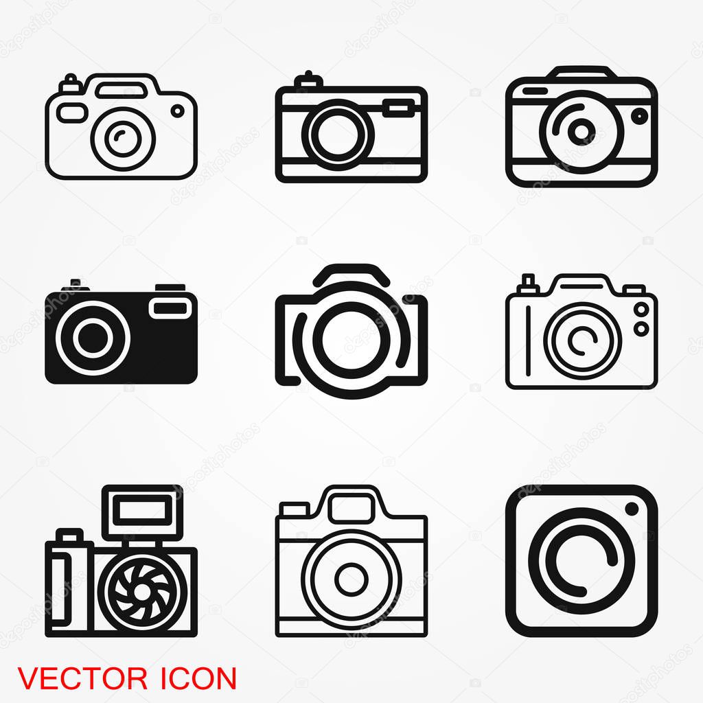Camera Icon in trendy flat style isolated on background