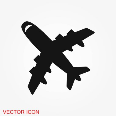 Uçak beyaz arka plan, uçak simge vektör simgesi. Düz simgesi uçak sembolü