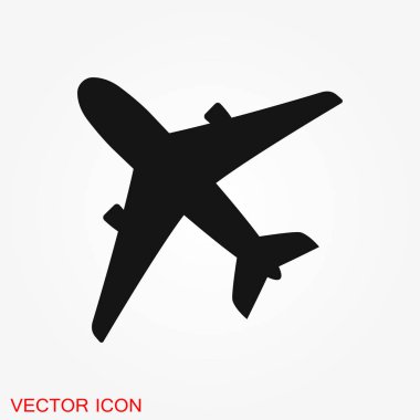 Uçak beyaz arka plan, uçak simge vektör simgesi. Düz simgesi uçak sembolü